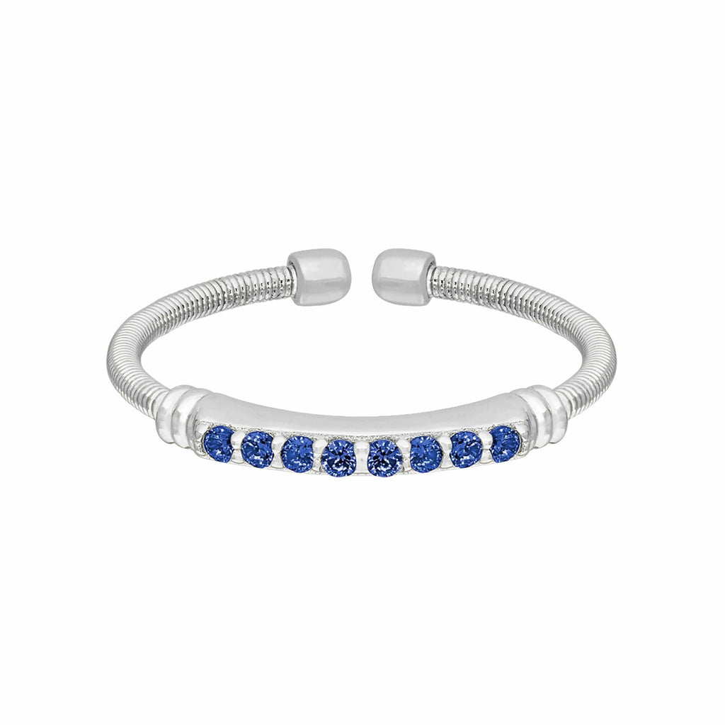Platinum Finish Sterling Silver Blue Sapphire Birth Gems September Ring - LL7004R9-RH-Kelly Waters-Renee Taylor Gallery