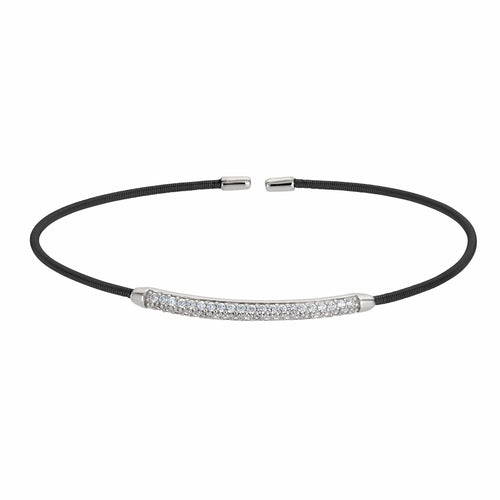 Black Rhodium Finish Sterling Silver Single Cable Cuff Bracelet - LL7005B-BR/RH-Kelly Waters-Renee Taylor Gallery