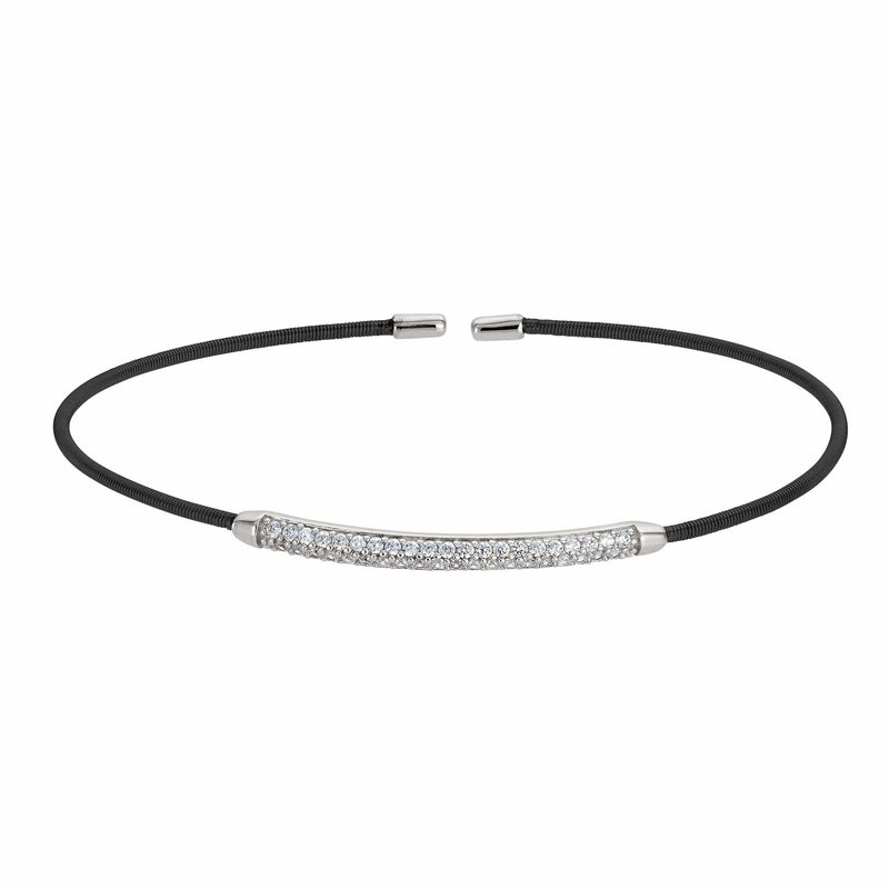 Black Rhodium Finish Sterling Silver Single Cable Cuff Bracelet - LL7005B-BR/RH-Kelly Waters-Renee Taylor Gallery