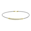 Rhodium Finish Sterling Silver Single Cable Cuff Bracelet - LL7005B-RH/G-Kelly Waters-Renee Taylor Gallery