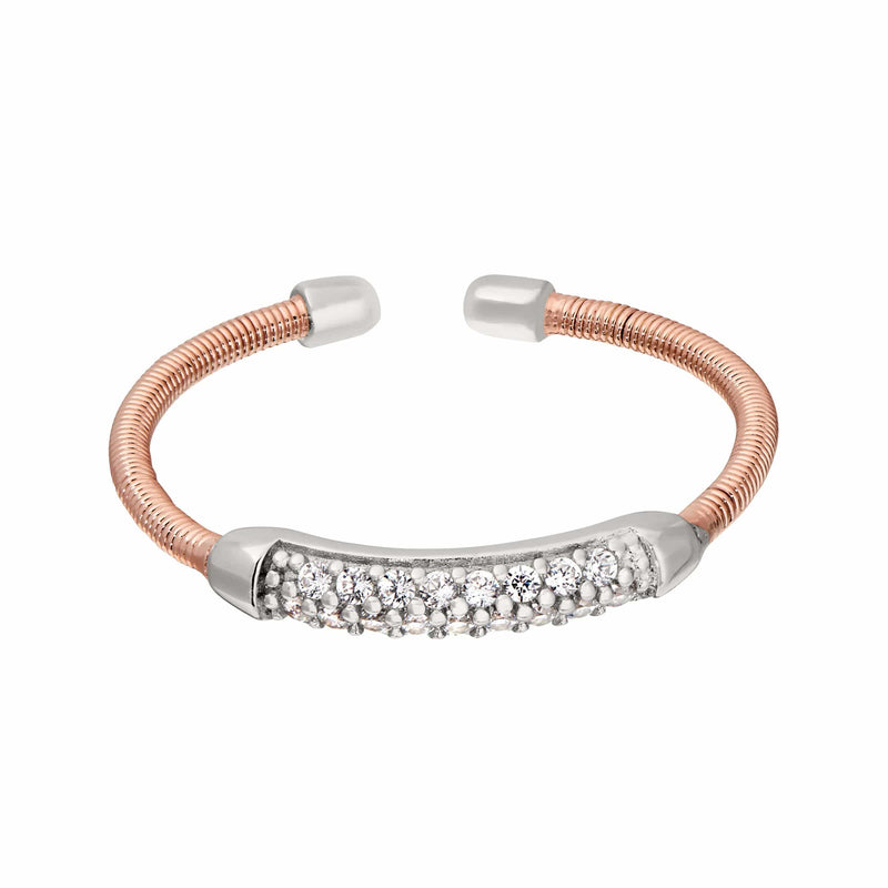 Rose Gold Finish Sterling Silver Single Cable Cuff Ring - LL7005R-RG/RH-Kelly Waters-Renee Taylor Gallery