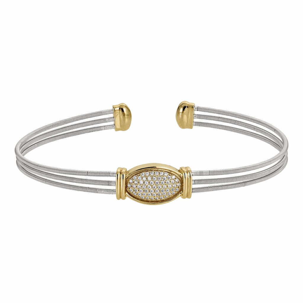 Rhodium Finish Sterling Silver Three Cable Cuff Bracelet - LL7013B-RH/G-Kelly Waters-Renee Taylor Gallery