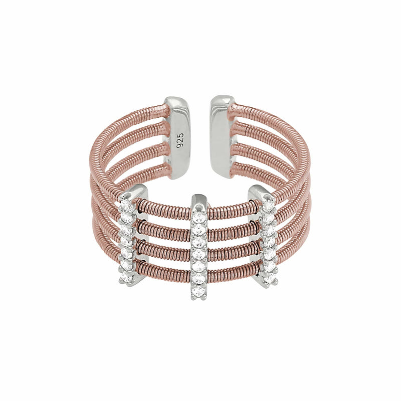 Rose Gold Finish Sterling Silver Multi Cable Cuff Ring - LL7014R-RG/RH-Kelly Waters-Renee Taylor Gallery