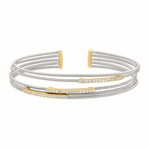 Rhodium Finish Sterling Silver Multi Cable Cuff Bracelet - LL7015B-RH/G-Kelly Waters-Renee Taylor Gallery
