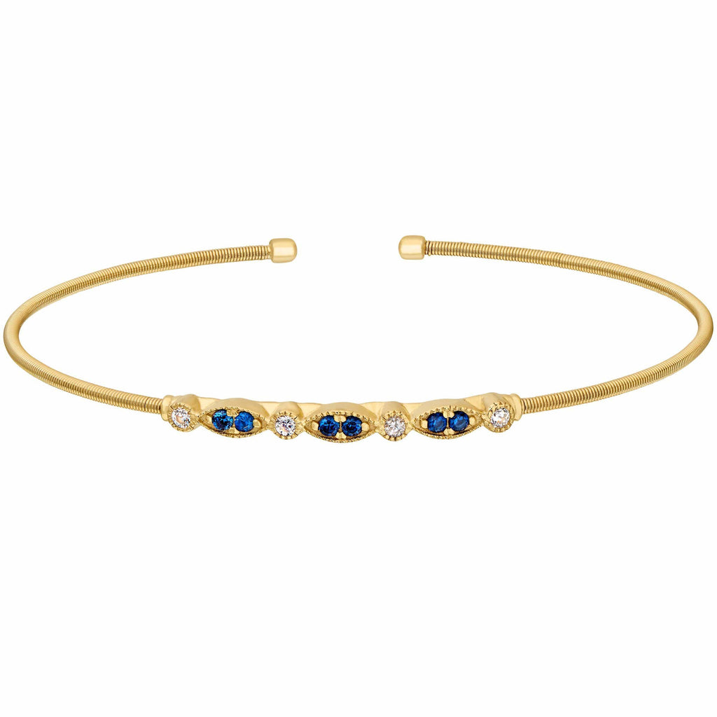 Gold Finish Sterling Silver Cable Cuff Bracelet - LL7021B-G-SAP-Kelly Waters-Renee Taylor Gallery