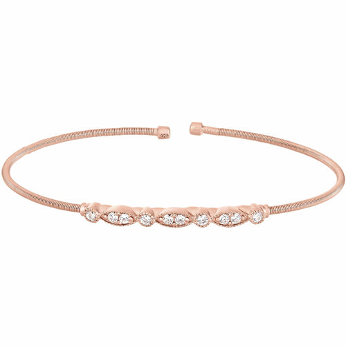 Rose Gold Finish Sterling Silver Cable Cuff Bracelet - LL7021B-RG-Kelly Waters-Renee Taylor Gallery