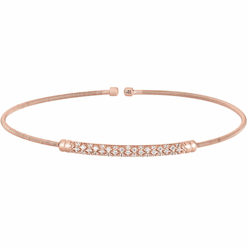 Rose Gold Finish Sterling Silver Cable Cuff Birth Gems April Bracelet - LL7022B4-RG-Kelly Waters-Renee Taylor Gallery