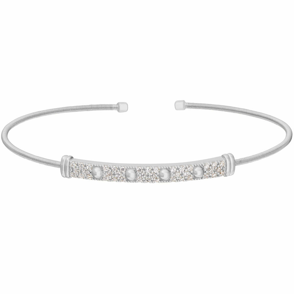 Rhodium Finish Sterling Silver Cable Cuff Bracelet - LL7025B-RH-Kelly Waters-Renee Taylor Gallery