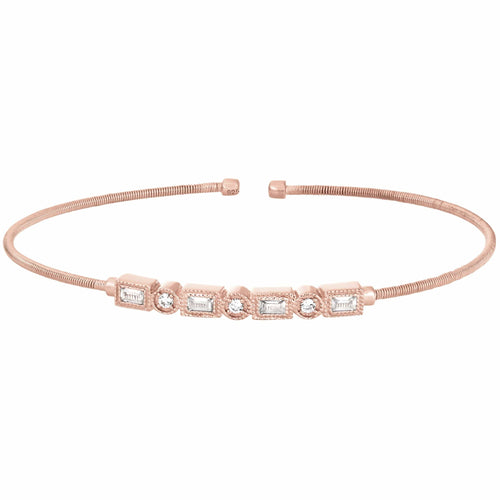 Rose Gold Finish Sterling Silver Cable Cuff Bracelet - LL7027B-RG-Kelly Waters-Renee Taylor Gallery