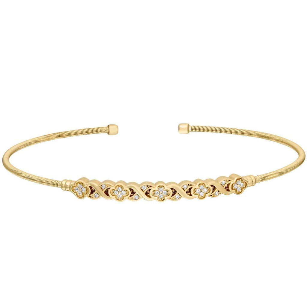 Gold Finish Sterling Silver Cable Cuff Bracelet - LL7028B-G-Kelly Waters-Renee Taylor Gallery
