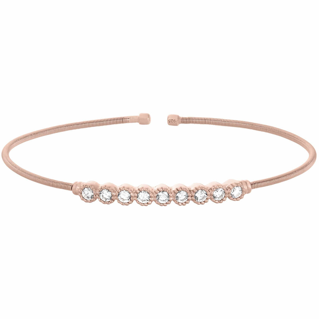 Rose Gold Finish Sterling Silver Cable Cuff Bracelet - LL7031B-RG-Kelly Waters-Renee Taylor Gallery