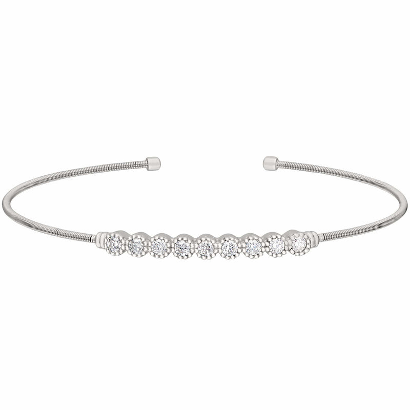 Rhodium Finish Sterling Silver Cable Cuff Bracelet - LL7031B-RH-Kelly Waters-Renee Taylor Gallery