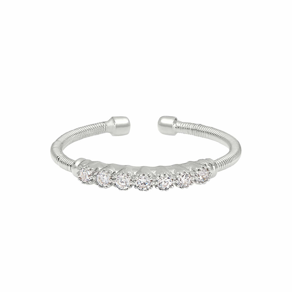 Rhodium Finish Sterling Silver Cable Cuff Ring - LL7031R-RH-Kelly Waters-Renee Taylor Gallery