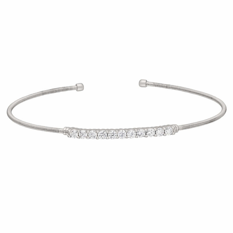 Rhodium Finish Sterling Silver Cable Cuff Bracelet - LL7032B-RH-Kelly Waters-Renee Taylor Gallery