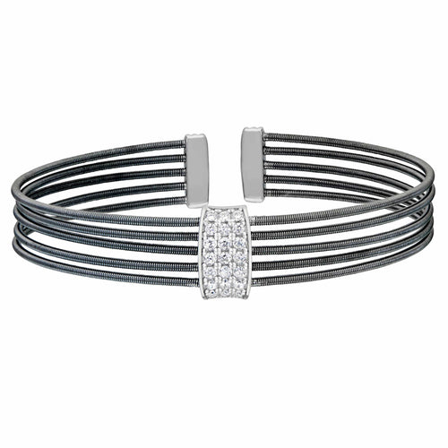 Black Rhodium Finish Sterling Silver Multi Cable Cuff Bracelet - LL7033B-BR/RH-Kelly Waters-Renee Taylor Gallery