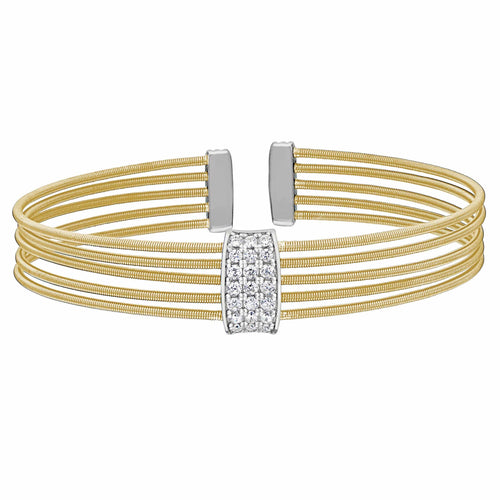 Gold Finish Sterling Silver Multi Cable Cuff Bracelet - LL7033B-G/RH-Kelly Waters-Renee Taylor Gallery