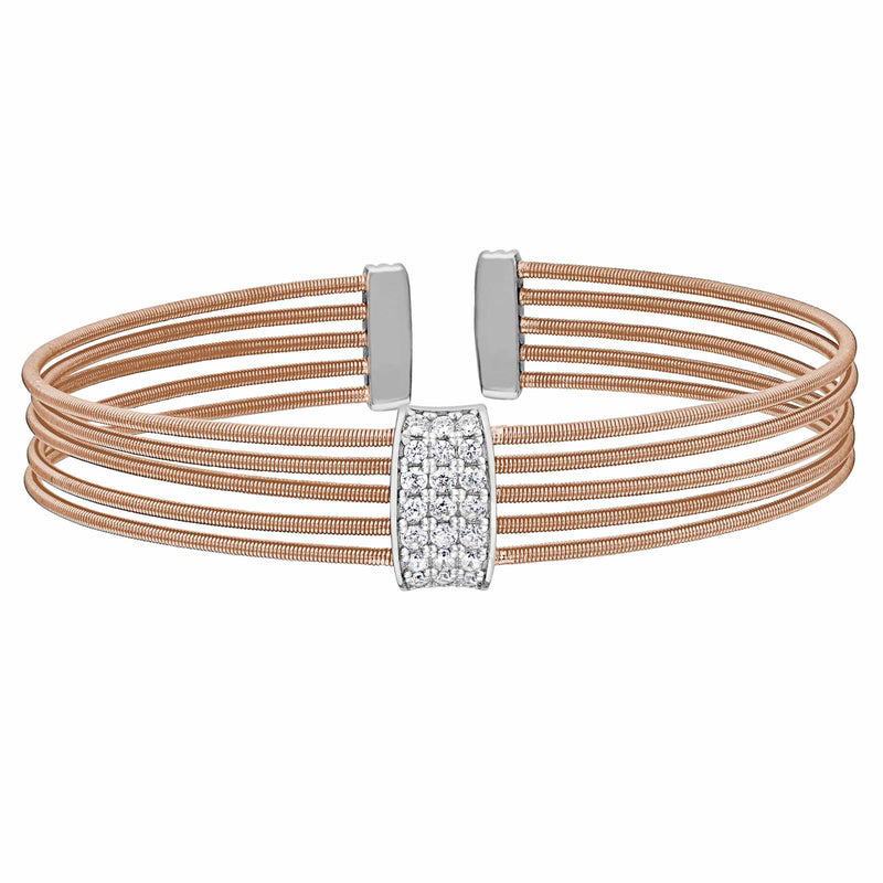 Rose Gold Finish Sterling Silver Multi Cable Cuff Bracelet - LL7033B-RG/RH-Kelly Waters-Renee Taylor Gallery