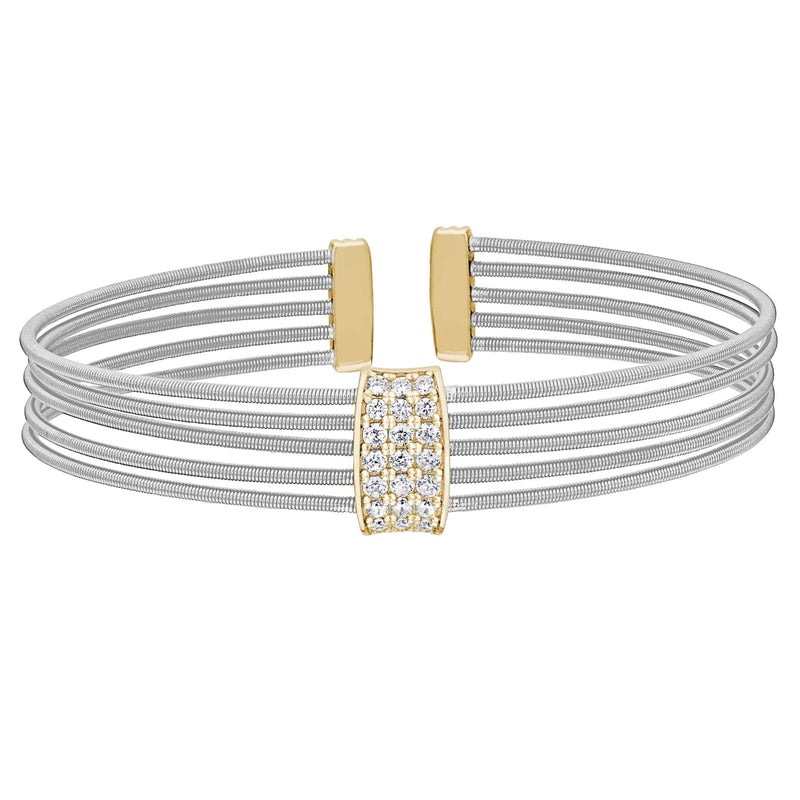 Rhodium Finish Sterling Silver Multi Cable Cuff Bracelet - LL7033B-RH/G-Kelly Waters-Renee Taylor Gallery