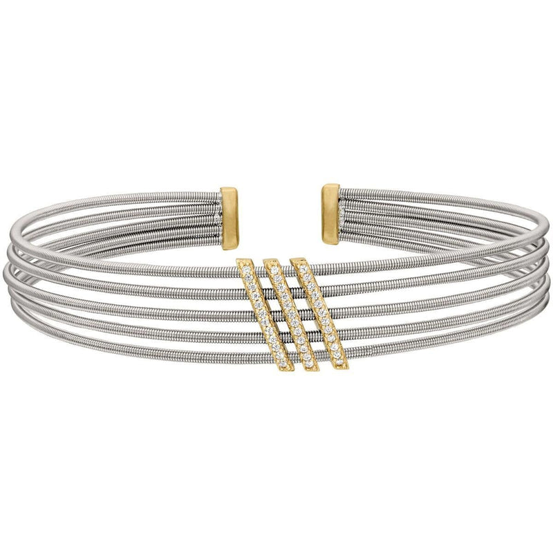 Rhodium Finish Sterling Silver Multi Cable Cuff Bracelet - LL7034B-RH/G-Kelly Waters-Renee Taylor Gallery