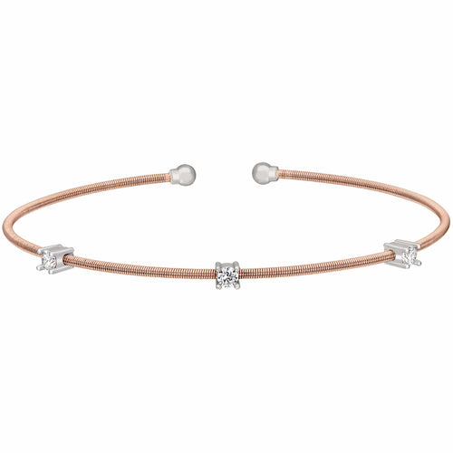 Rose Gold Finish Sterling Silver Cable Cuff Bracelet - LL7037B-RG/RH-Kelly Waters-Renee Taylor Gallery