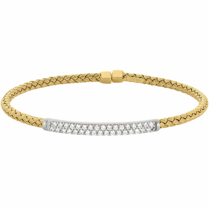 Gold Finish Sterling Silver Basketweave Cuff Bracelet - LL7045B-G/RH-Kelly Waters-Renee Taylor Gallery