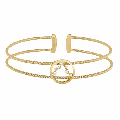 Gold Finish Sterling Silver Cable Cuff Constellation Pisces Bracelet - LL7047B2-G-Kelly Waters-Renee Taylor Gallery