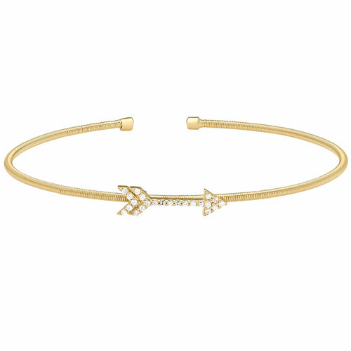 Gold Finish Sterling Silver Cable Cuff Arrow Bracelet - LL7057B-G-Kelly Waters-Renee Taylor Gallery