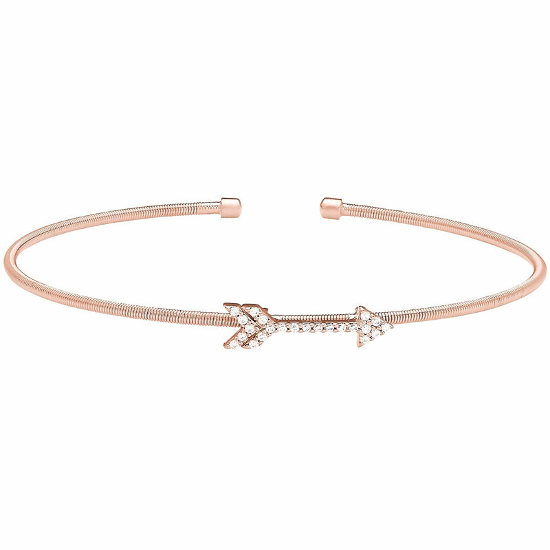 Rose Gold Finish Sterling Silver Cable Cuff Arrow Bracelet - LL7057B-RG-Kelly Waters-Renee Taylor Gallery