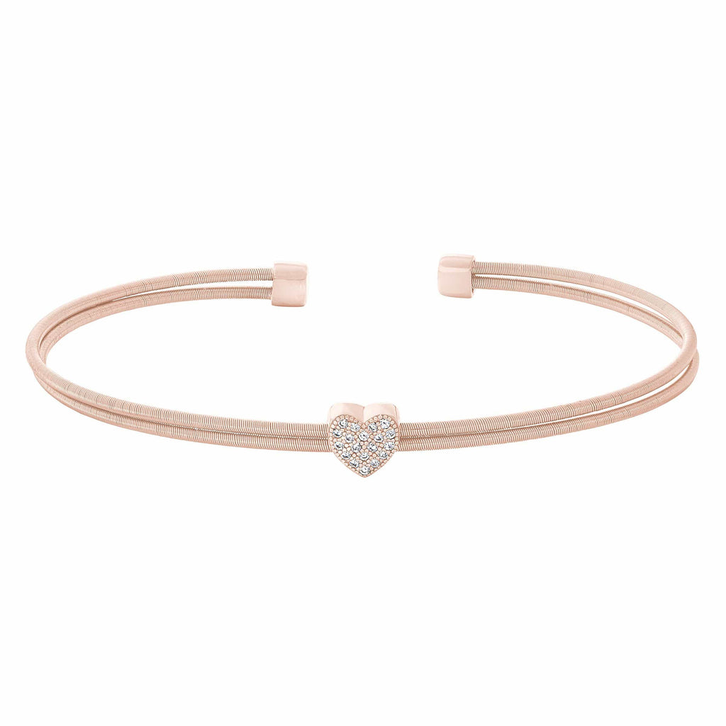 Rose Gold Finish Sterling Silver Two Cable Cuff Bracelet - LL7061B-RG-Kelly Waters-Renee Taylor Gallery