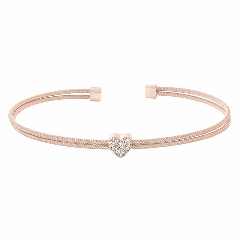 Rose Gold Finish Sterling Silver Two Cable Cuff Bracelet - LL7061B-RG-Kelly Waters-Renee Taylor Gallery