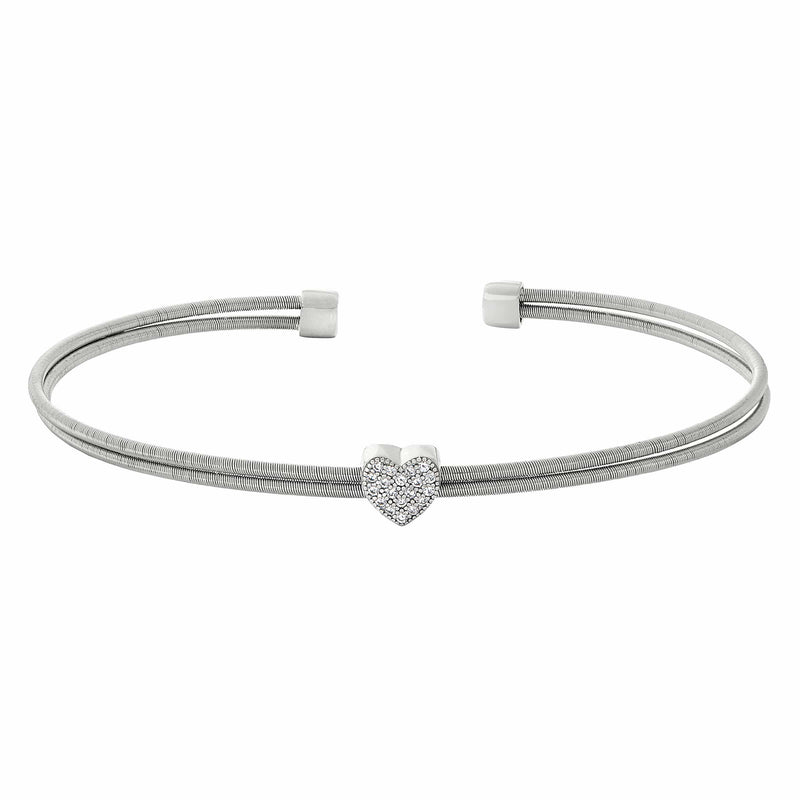 Rhodium Finish Sterling Silver Two Cable Cuff Bracelet - LL7061B-RH-Kelly Waters-Renee Taylor Gallery