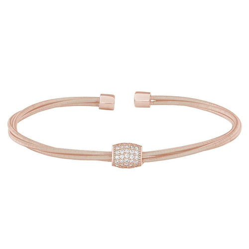 Rose Gold Finish Sterling Silver Three Cable Cuff Bracelet - LL7062B-RG-Kelly Waters-Renee Taylor Gallery