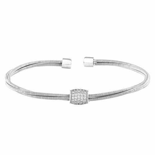 Rhodium Finish Sterling Silver Three Cable Cuff Bracelet - LL7062B-RH-Kelly Waters-Renee Taylor Gallery