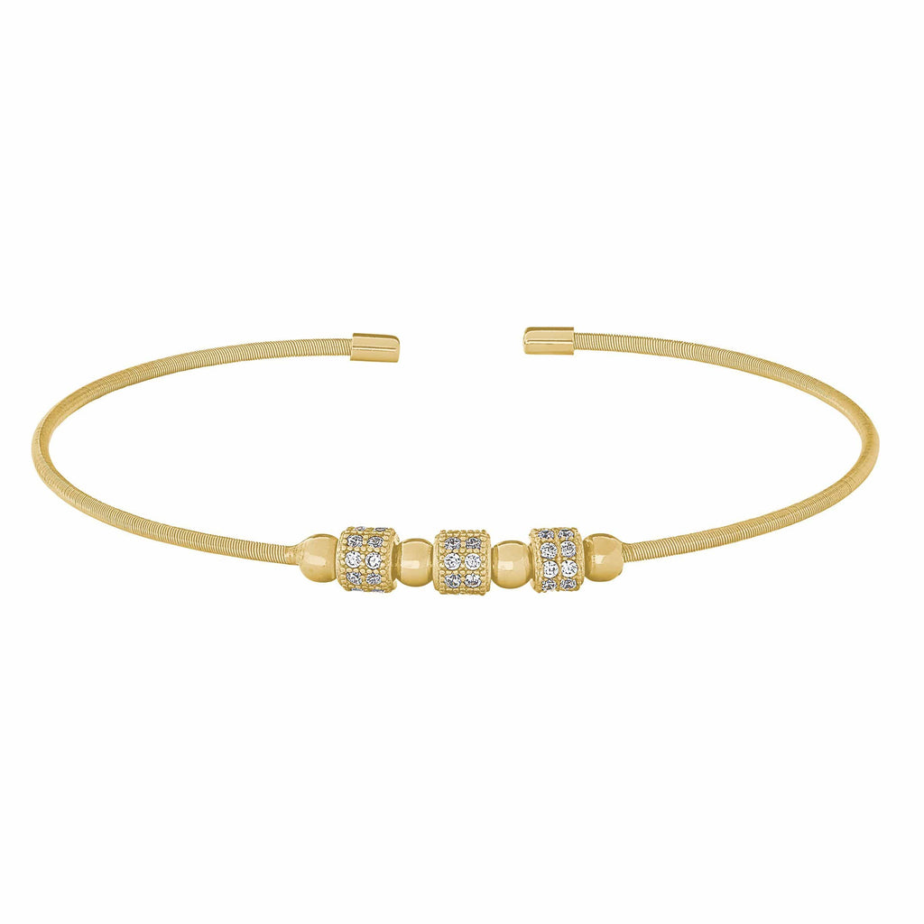 Gold Finish Sterling Silver Cable Cuff Bracelet - LL7063B-G-Kelly Waters-Renee Taylor Gallery