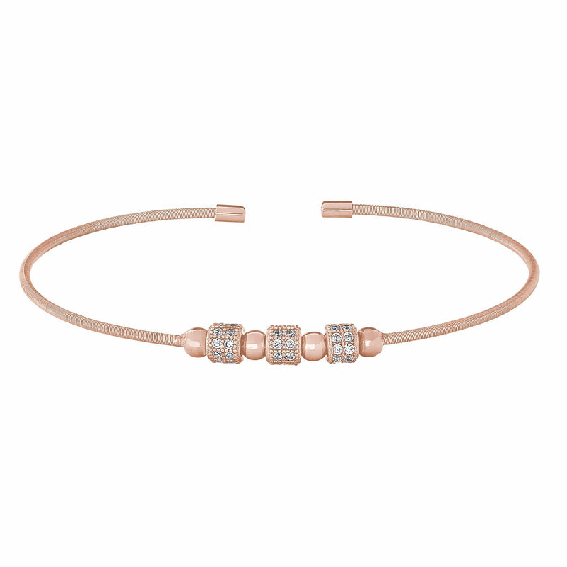 Rose Gold Finish Sterling Silver Cable Cuff Bracelet - LL7063B-RG-Kelly Waters-Renee Taylor Gallery