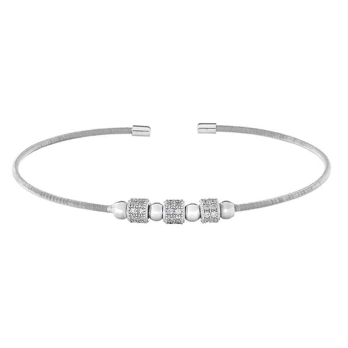 Rhodium Finish Sterling Silver Cable Cuff Bracelet - LL7063B-RH-Kelly Waters-Renee Taylor Gallery