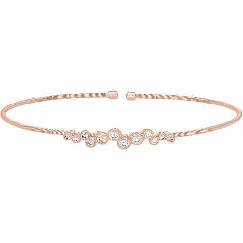 Rose Gold Finish Sterling Silver Cable Cuff Bracelet - LL7065B-RG-Kelly Waters-Renee Taylor Gallery