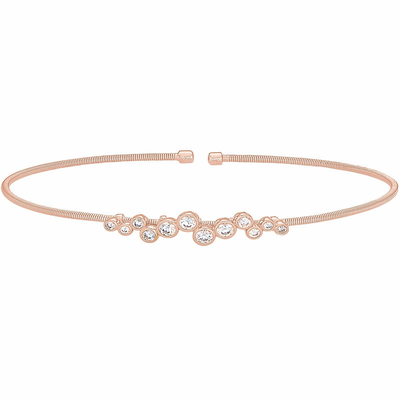 Rose Gold Finish Sterling Silver Cable Cuff Bracelet - LL7065B-RG-Kelly Waters-Renee Taylor Gallery