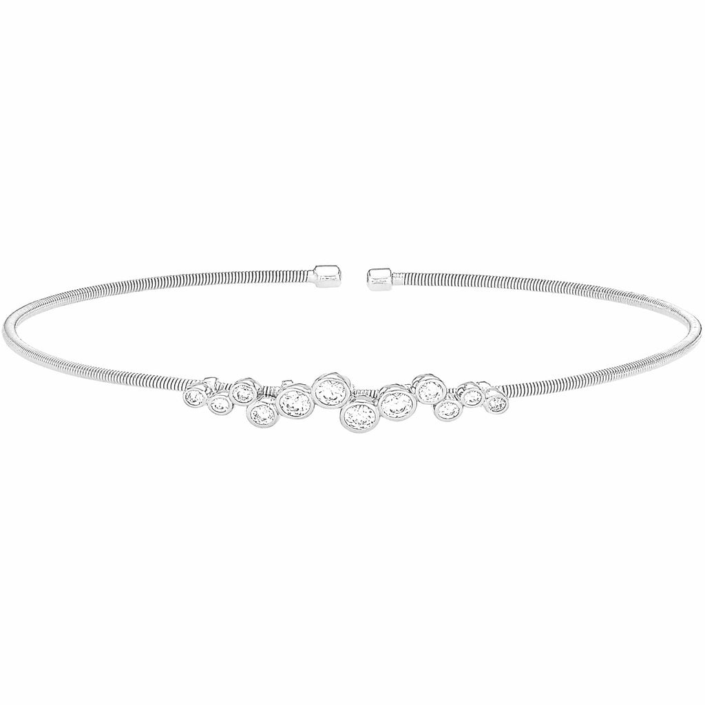 Rhodium Finish Sterling Silver Cable Cuff Bracelet - LL7065B-RH-Kelly Waters-Renee Taylor Gallery