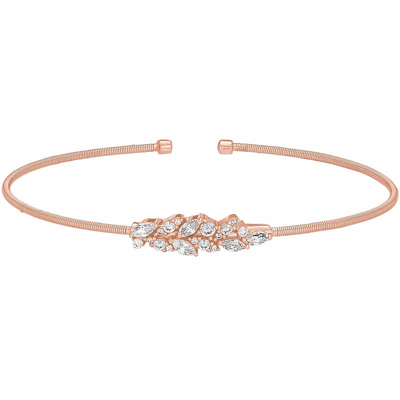 Rose Gold Finish Sterling Silver Cable Cuff Bracelet - LL7069B-RG-Kelly Waters-Renee Taylor Gallery