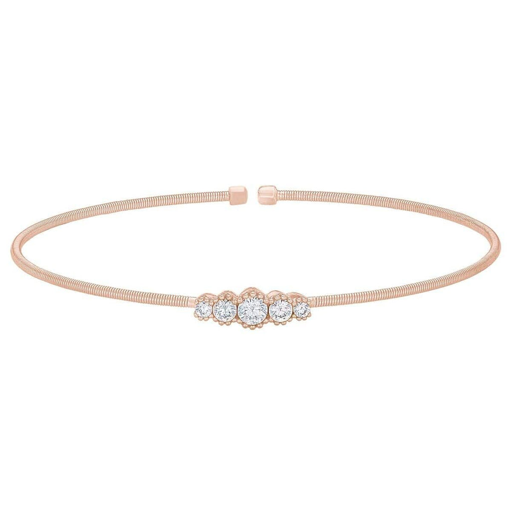 Rose Gold Finish Sterling Silver Cable Cuff Bracelet - LL7074B-RG-Kelly Waters-Renee Taylor Gallery
