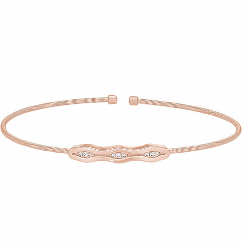Rose Gold Finish Sterling Silver Cable Cuff Bracelet - LL7076B-RG-Kelly Waters-Renee Taylor Gallery