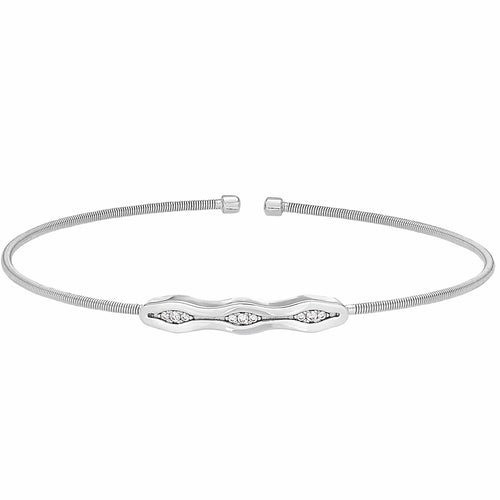 Rhodium Finish Sterling Silver Cable Cuff Bracelet - LL7076B-RH-Kelly Waters-Renee Taylor Gallery