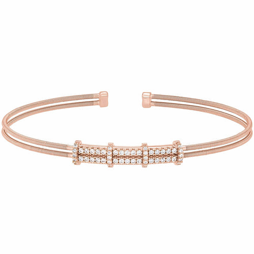 Rose Gold Finish Sterling Silver Two Cable Cuff Bracelet - LL7077B-RG-Kelly Waters-Renee Taylor Gallery