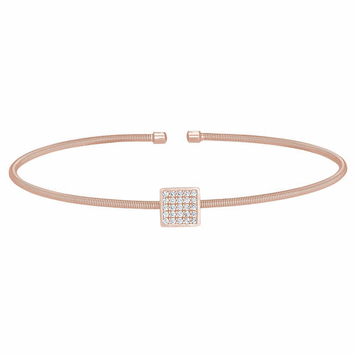 Rose Gold Finish Sterling Silver Cable Cuff Square Bracelet - LL7081B-RG-Kelly Waters-Renee Taylor Gallery