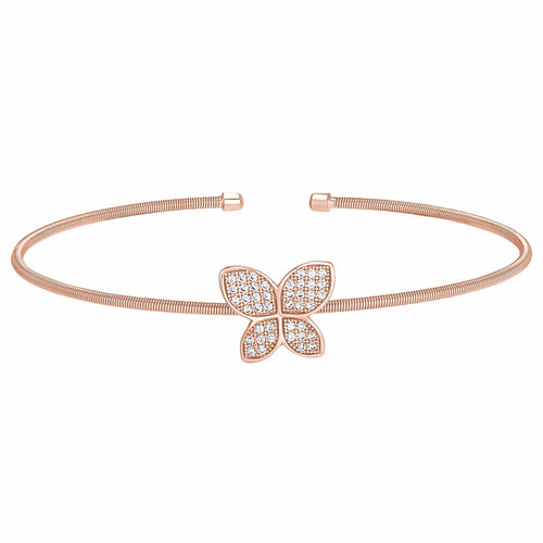 Rose Gold Finish Sterling Silver Cable Cuff Butterfly Bracelet - LL7085B-RG-Kelly Waters-Renee Taylor Gallery