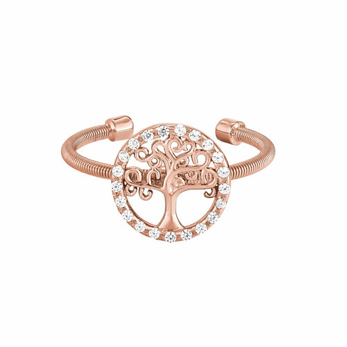 Rose Gold Finish Sterling Silver Cable Cuff Family Tree Ring - LL7089R-RG-Kelly Waters-Renee Taylor Gallery