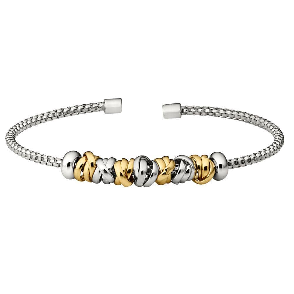 Rhodium Finish Sterling Silver Rounded Box Link Cuff Bracelet - LL7098B-RH-G-Kelly Waters-Renee Taylor Gallery