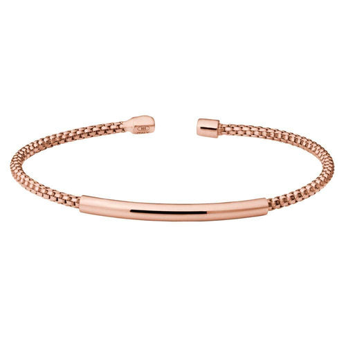 Rose Gold Finish Sterling Silver Rounded Box Link Cuff Bracelet - LL7099B-RG-Kelly Waters-Renee Taylor Gallery