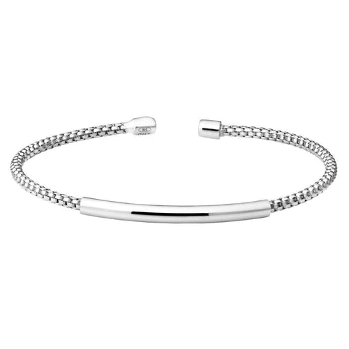 Rhodium Finish Sterling Silver Rounded Box Link Cuff Bracelet - LL7099B-RH-Kelly Waters-Renee Taylor Gallery